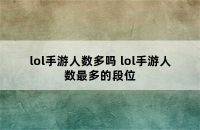 lol手游人数多吗 lol手游人数最多的段位